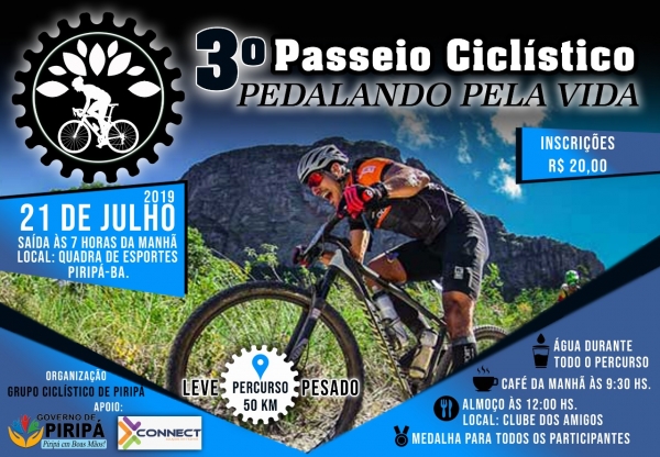 PIRIPÁ: 3º Passeio Ciclístico &quot;Pedalando pela Vida&quot; acontece no dia 21 de julho